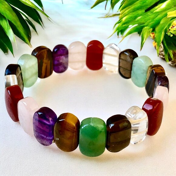 Stretch Bracelets Beads Gemstones Lot of 3 - Picture 8 of 10